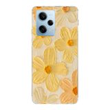 Manitoba Xiaomi Redmi Note 12 Pro 5G ile Uyumlu Baskılı Yumuşak Silikon Şeffaf Telefon Kılıfı, Sarı Çiçek Deseni