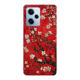 Manitoba Xiaomi Redmi Note 12 Pro 5G ile Uyumlu Baskılı Yumuşak Silikon Telefon Kılıfı, Çiçek Desen, Kırmızı