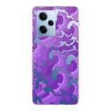 Manitoba Xiaomi Redmi Note 12 Pro 5G ile Uyumlu Baskılı Yumuşak Silikon Telefon Kılıfı, Mor Desen
