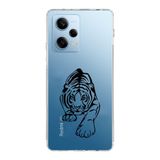 Manitoba Xiaomi Redmi Note 12 Pro 5G ile Uyumlu Kaplan Tasarımlı Baskılı Şeffaf Telefon Kılıfı
