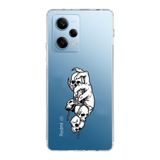 Manitoba Xiaomi Redmi Note 12 Pro 5G ile Uyumlu Kuru Kafa Tasarımlı Baskılı Şeffaf Telefon Kılıfı
