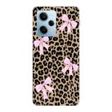Manitoba Xiaomi Redmi Note 12 Pro 5G ile Uyumlu Leopar Desenli Fiyonk Baskılı Şeffaf Telefon Kılıfı