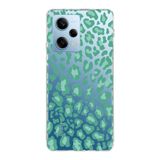 Manitoba Xiaomi Redmi Note 12 Pro 5G ile Uyumlu Leopar Desenli Yumuşak Silikon Şeffaf Telefon Kılıfı