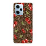 Manitoba Xiaomi Redmi Note 12 Pro 5G ile Uyumlu Leopar ve Kiraz Tasarımlı Baskılı Şeffaf Telefon Kılıfı