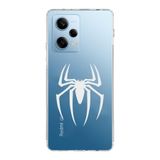 Manitoba Xiaomi Redmi Note 12 Pro 5G ile Uyumlu Örümcek Logo Tasarımlı Baskılı Şeffaf Telefon Kılıfı