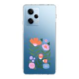 Manitoba Xiaomi Redmi Note 12 Pro 5G ile Uyumlu Sanatsal Çiçek Tasarımlı Baskılı Şeffaf Telefon Kılıfı