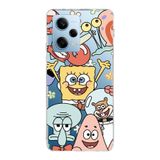 Manitoba Xiaomi Redmi Note 12 Pro 5G ile Uyumlu SpongeBob Tasarımlı Baskılı Şeffaf Silikon Telefon Kılıfı