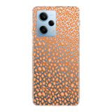Manitoba Xiaomi Redmi Note 12 Pro 5G ile Uyumlu Turuncu Leopar Tasarımlı Baskılı Şeffaf Telefon Kılıfı