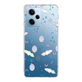 Manitoba Xiaomi Redmi Note 12 Pro 5G ile Uyumlu Uzay Tasarımlı Baskılı Şeffaf Telefon Kılıfı