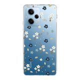 Manitoba Xiaomi Redmi Note 12 Pro 5G Uyumlu Baskılı Yumuşak Silikon Şeffaf Telefon Kılıfı, Çiçek Desen, Mavi