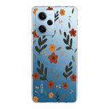 Manitoba Xiaomi Redmi Note 12 Pro 5G Uyumlu Baskılı Yumuşak Silikon Şeffaf Telefon Kılıfı, Çiçek Desen, Turuncu