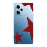 Manitoba Xiaomi Redmi Note 12 Pro 5G Uyumlu Baskılı Yumuşak Silikon Şeffaf Telefon Kılıfı, Desen, Kırmızı-Mavi