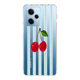 Manitoba Xiaomi Redmi Note 12 Pro 5G Uyumlu Baskılı Yumuşak Silikon Şeffaf Telefon Kılıfı, Kiraz Desen