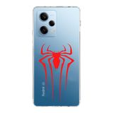 Manitoba Xiaomi Redmi Note 12 Pro 5G Uyumlu Baskılı Yumuşak Silikon Şeffaf Telefon Kılıfı, Kırmızı Örümcek Deseni