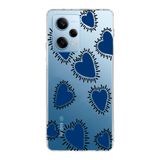 Manitoba Xiaomi Redmi Note 12 Pro 5G Uyumlu Baskılı Yumuşak Silikon Şeffaf Telefon Kılıfı, Mavi Kalp Deseni