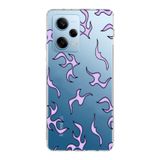 Manitoba Xiaomi Redmi Note 12 Pro 5G Uyumlu Baskılı Yumuşak Silikon Şeffaf Telefon Kılıfı, Mor Desen