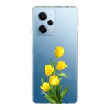 Manitoba Xiaomi Redmi Note 12 Pro 5G Uyumlu Baskılı Yumuşak Silikon Şeffaf Telefon Kılıfı, Sarı Çiçek Deseni