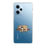 Manitoba Xiaomi Redmi Note 12 Pro 5G Uyumlu Baskılı Yumuşak Silikon Şeffaf Telefon Kılıfı, Tembel Hayvan Deseni