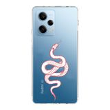 Manitoba Xiaomi Redmi Note 12 Pro 5G Uyumlu Baskılı Yumuşak Silikon Şeffaf Telefon Kılıfı, Yılan Deseni, Kırmızı