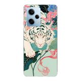 Manitoba Xiaomi Redmi Note 12 Pro 5G Uyumlu Baskılı Yumuşak Silikon Telefon Kılıfı, Beyaz Kaplan Deseni