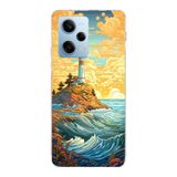 Manitoba Xiaomi Redmi Note 12 Pro 5G Uyumlu Baskılı Yumuşak Silikon Telefon Kılıfı, Deniz Feneri Deseni