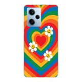 Manitoba Xiaomi Redmi Note 12 Pro 5G Uyumlu Baskılı Yumuşak Silikon Telefon Kılıfı, Renkli Kalp ve Çiçek Deseni