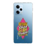 Manitoba Xiaomi Redmi Note 12 Pro 5G Uyumlu Work Hard Tasarımlı Baskılı Şeffaf Telefon Kılıfı
