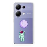 Manitoba Xiaomi Redmi Note 13 Pro 4G ile Uyumlu Astronot Tasarımlı Baskılı Şeffaf Telefon Kılıfı
