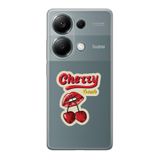 Manitoba Xiaomi Redmi Note 13 Pro 4G ile Uyumlu Baskılı Yumuşak Silikon Şeffaf Telefon Kılıfı, Cherry Bomb Desen