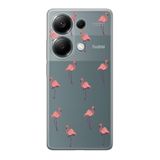 Manitoba Xiaomi Redmi Note 13 Pro 4G ile Uyumlu Baskılı Yumuşak Silikon Şeffaf Telefon Kılıfı, Flamingo Desen