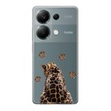 Manitoba Xiaomi Redmi Note 13 Pro 4G ile Uyumlu Baskılı Yumuşak Silikon Şeffaf Telefon Kılıfı, Leopar Deseni