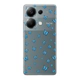 Manitoba Xiaomi Redmi Note 13 Pro 4G ile Uyumlu Baskılı Yumuşak Silikon Şeffaf Telefon Kılıfı, Mavi Kelebek Deseni