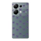 Manitoba Xiaomi Redmi Note 13 Pro 4G ile Uyumlu Baskılı Yumuşak Silikon Şeffaf Telefon Kılıfı, Mor Fiyonk Deseni