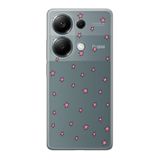 Manitoba Xiaomi Redmi Note 13 Pro 4G ile Uyumlu Baskılı Yumuşak Silikon Şeffaf Telefon Kılıfı, Pembe Yıldız Desen