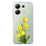 Manitoba Xiaomi Redmi Note 13 Pro 4G ile Uyumlu Baskılı Yumuşak Silikon Şeffaf Telefon Kılıfı, Sarı Çiçek Deseni
