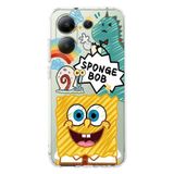 Manitoba Xiaomi Redmi Note 13 Pro 4G ile Uyumlu Baskılı Yumuşak Silikon Şeffaf Telefon Kılıfı, SpongeBob Desen