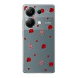 Manitoba Xiaomi Redmi Note 13 Pro 4G ile Uyumlu Baskılı Yumuşak Silikon Şeffaf Telefon Kılıfı, Uğur Böceği ve Kalp Deseni