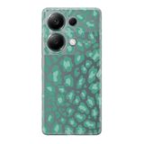 Manitoba Xiaomi Redmi Note 13 Pro 4G ile Uyumlu Baskılı Yumuşak Silikon Şeffaf Telefon Kılıfı, Yeşil Leopar Desen