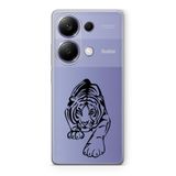 Manitoba Xiaomi Redmi Note 13 Pro 4G ile Uyumlu Kaplan Tasarımlı Baskılı Şeffaf Telefon Kılıfı