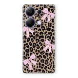 Manitoba Xiaomi Redmi Note 13 Pro 4G ile Uyumlu Leopar ve Fiyonk Tasarımlı Baskılı Şeffaf Telefon Kılıfı