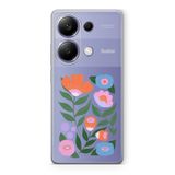 Manitoba Xiaomi Redmi Note 13 Pro 4G ile Uyumlu Sanatsal Çiçek Tasarımlı Baskılı Şeffaf Telefon Kılıfı