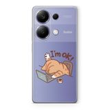 Manitoba Xiaomi Redmi Note 13 Pro 4G ile Uyumlu Sevimli Kedi Tasarımlı Baskılı Şeffaf Telefon Kılıfı