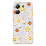 Manitoba Xiaomi Redmi Note 13 Pro 4G Uyumlu Baskılı Yumuşak Silikon Şeffaf Telefon Kılıfı, Çiçek ve Çilek Deseni