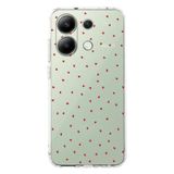 Manitoba Xiaomi Redmi Note 13 Pro 4G Uyumlu Baskılı Yumuşak Silikon Şeffaf Telefon Kılıfı, Kırmızı Kalp Deseni