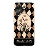 Manitoba Xiaomi Redmi Note 13 Pro 4G Uyumlu Baskılı Yumuşak Silikon Telefon Kılıfı, Black Tulips Desen, Şeffaf