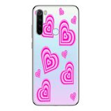 Manitoba Xiaomi Redmi Note 8 ile Uyumlu Baskılı Yumuşak Silikon Şeffaf Telefon Kılıfı, Pembe Kalp Deseni