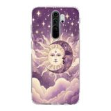 Manitoba Xiaomi Redmi Note 8 Pro ile Uyumlu Ay ve Güneş Tasarımlı Baskılı Şeffaf Telefon Kılıfı