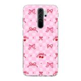 Manitoba Xiaomi Redmi Note 8 Pro ile Uyumlu Baskılı Yumuşak Silikon Şeffaf Telefon Kılıfı, Pembe