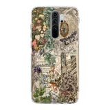 Manitoba Xiaomi Redmi Note 8 Pro ile Uyumlu Çiçek Kolaj Tasarımlı Baskılı Şeffaf Telefon Kılıfı