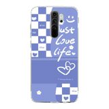 Manitoba Xiaomi Redmi Note 8 Pro ile Uyumlu Just Love Life Tasarımlı Baskılı Şeffaf Telefon Kılıfı, Silikon, Çok Renkli